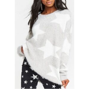 Show Me Your MuMu Gray and White Star Sweater